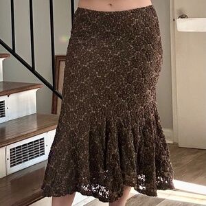 Free People Floral Midi Skirt | Brown | Size S